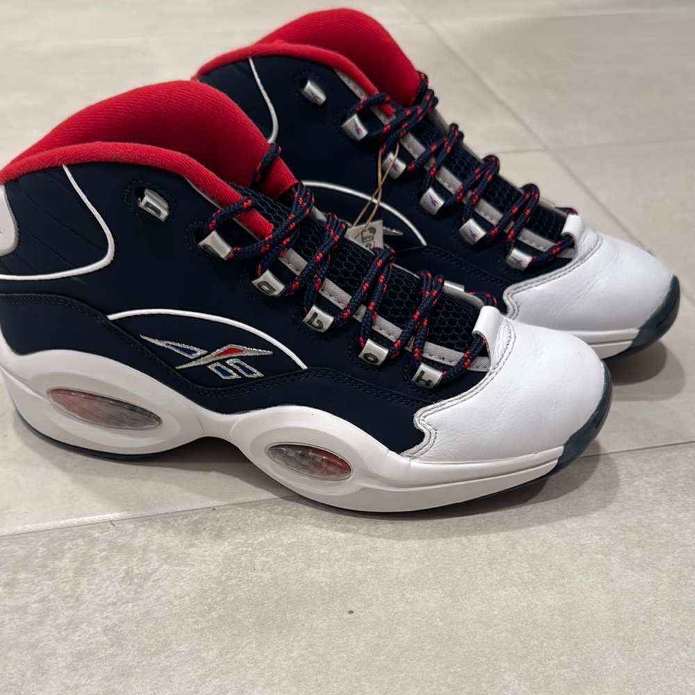 Reebok Navy and White Sneakers with Red Accents Allen Iverson size 10